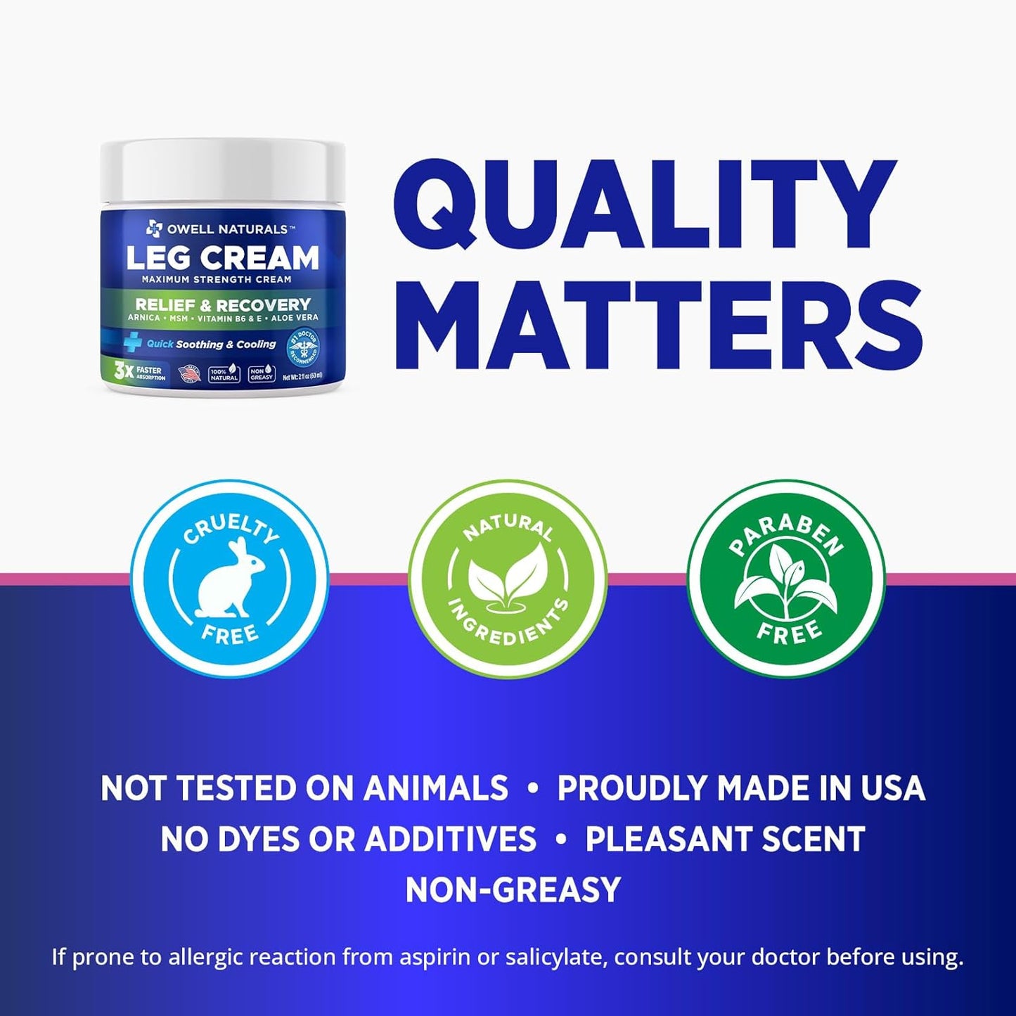 OWELL NATURALS Leg Cream - Fast-Acting Maximum Strength Natural Relief