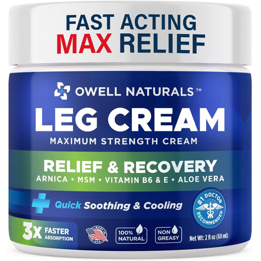 OWELL NATURALS Leg Cream - Fast-Acting Maximum Strength Natural Relief